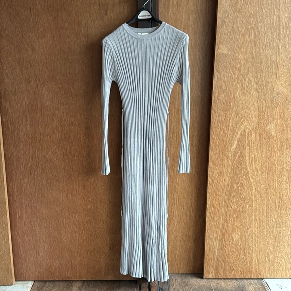 NWT DISSH Ada silver long sleeve ribbed dress - Picture 1 of 7